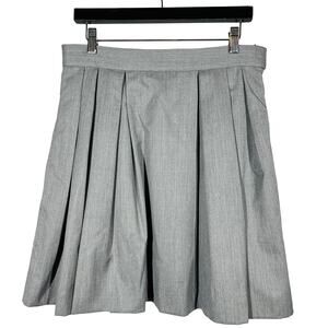 Hadleighs Pleated Skirt Made in Italy Casual Knee Lgth Gray Full - 29
